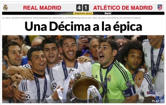 Real Madrid vann den historiska derby-finalen mot Alético Madrid med 4-1. Foto: Marca.com