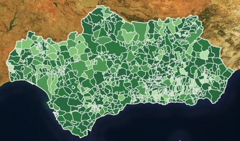 Kommuner som Marbella och Estepona överstiger nu också tusen smittfall per 100.000 invånare och tvingas införa lock down, från och med 27 januari. Karta: Junta de Andalucía