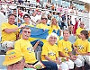 Svenska friidrottsfans bland publiken på Europacupen i Málaga.