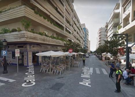 Det var gatuserveringarna på vänster sida på Avenida Miguel Cano som drabbades. Foto: Google Maps