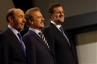 Mariano Rajoy lyckades igår förvalta PP:s trygga försprång i den direktsända tv-debatten. Foto: PP